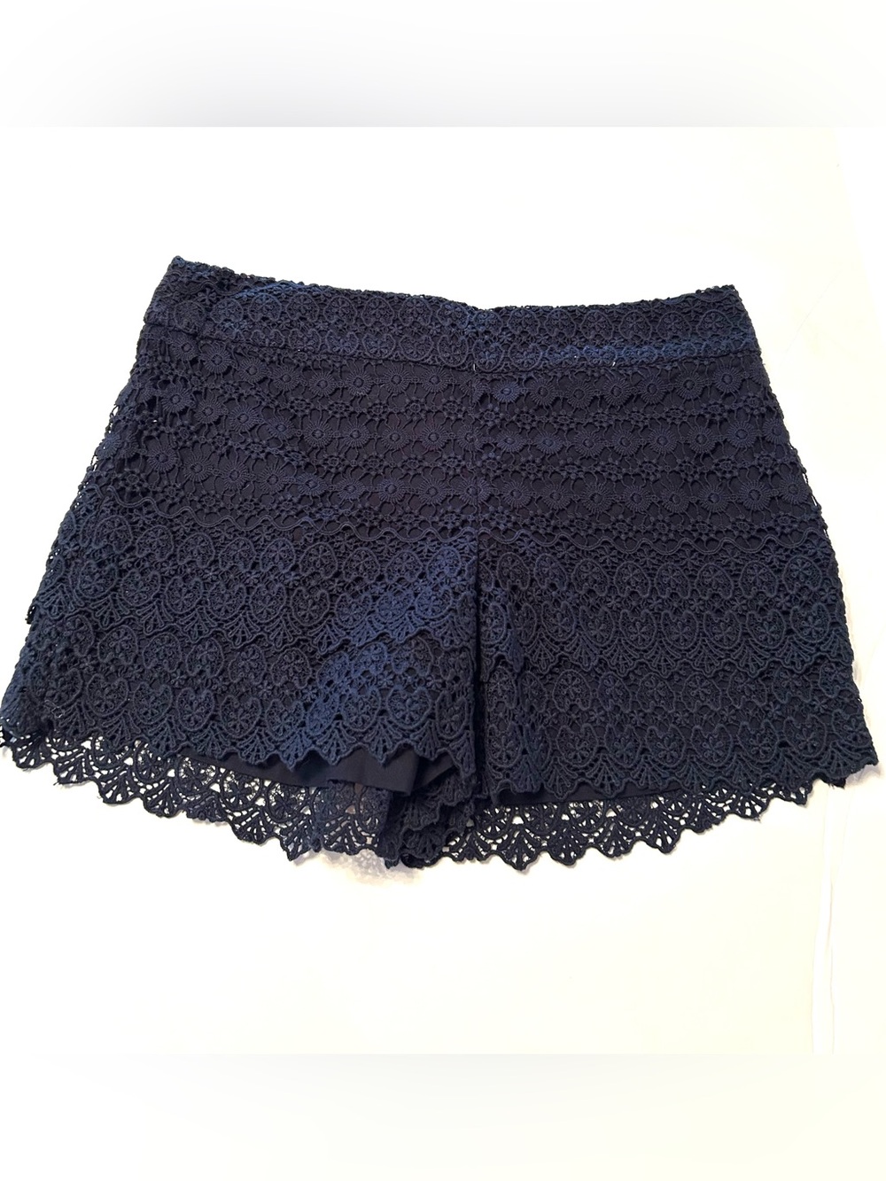 Lace Overlay Women's Shorts - Navy